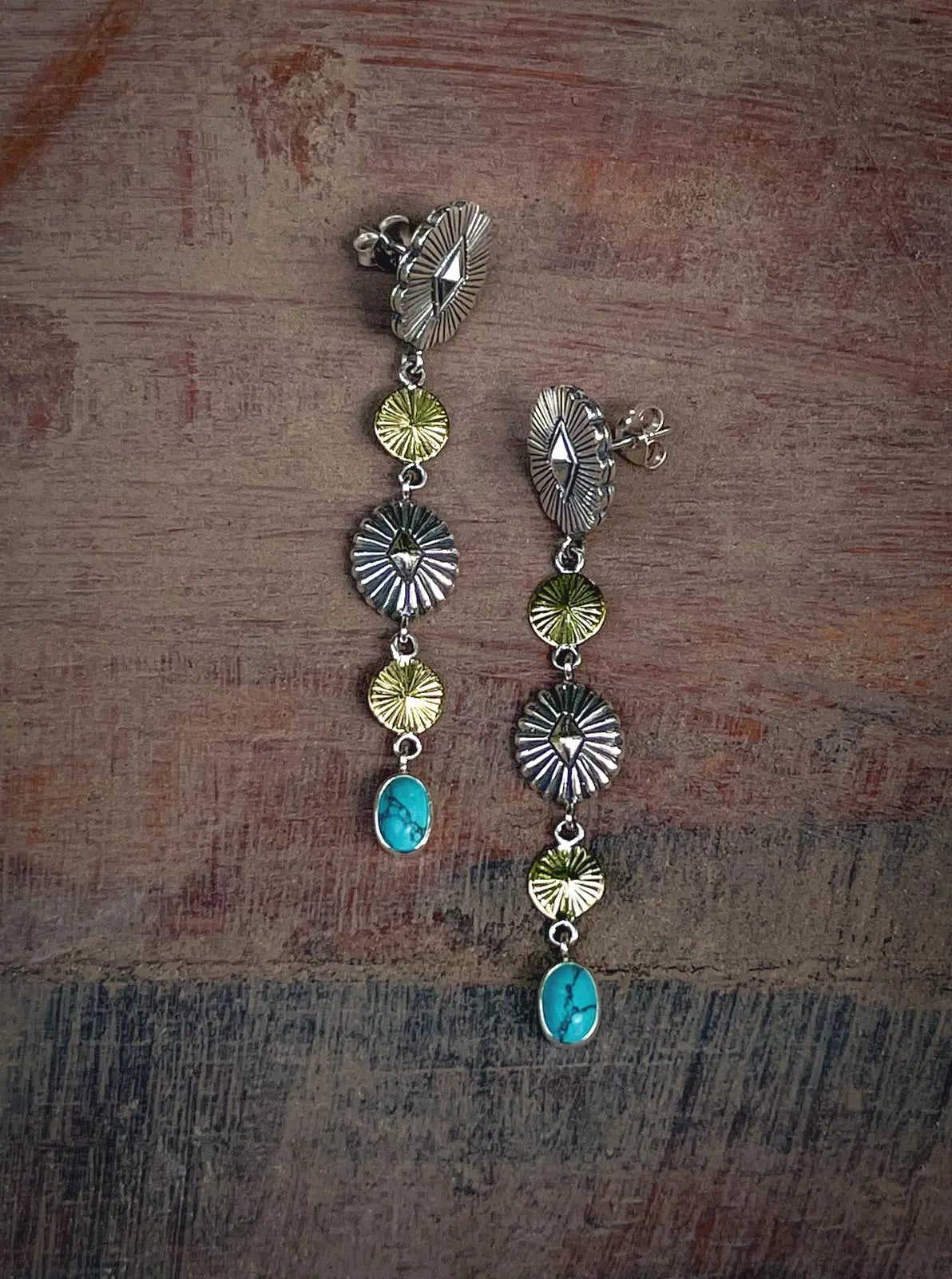 Desert Sky Earrings in Silver & Brass Yin Jewelry for the Soul