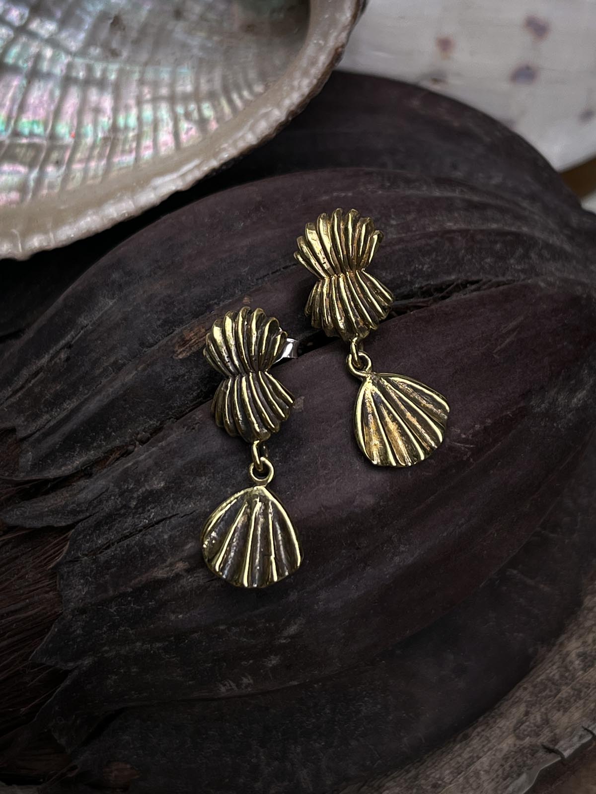 Venus Dangle Stud in Brass