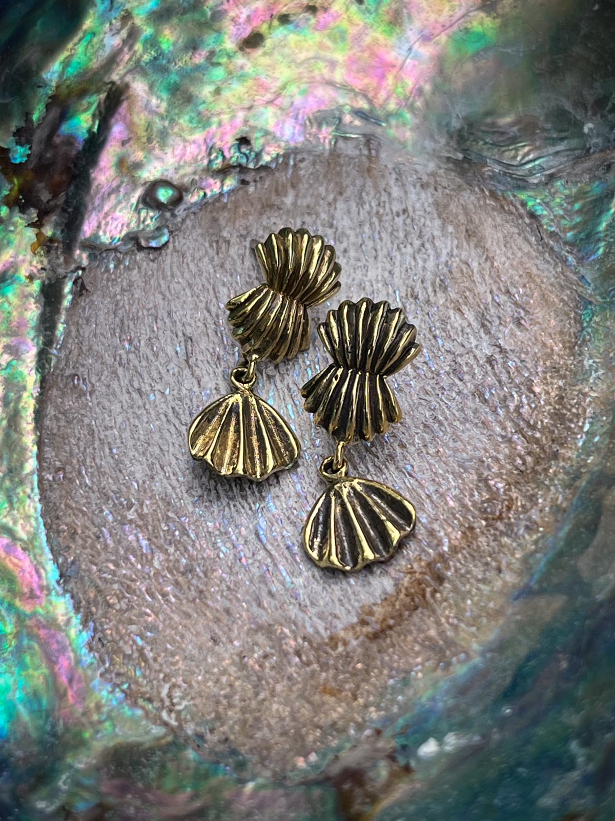 Venus Dangle Stud in Brass