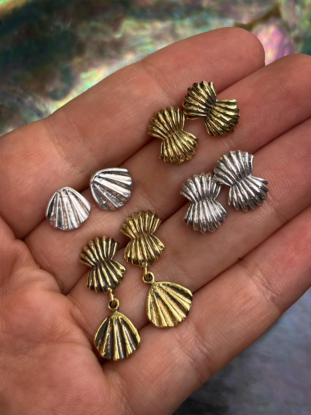 Venus Dangle Stud in Brass