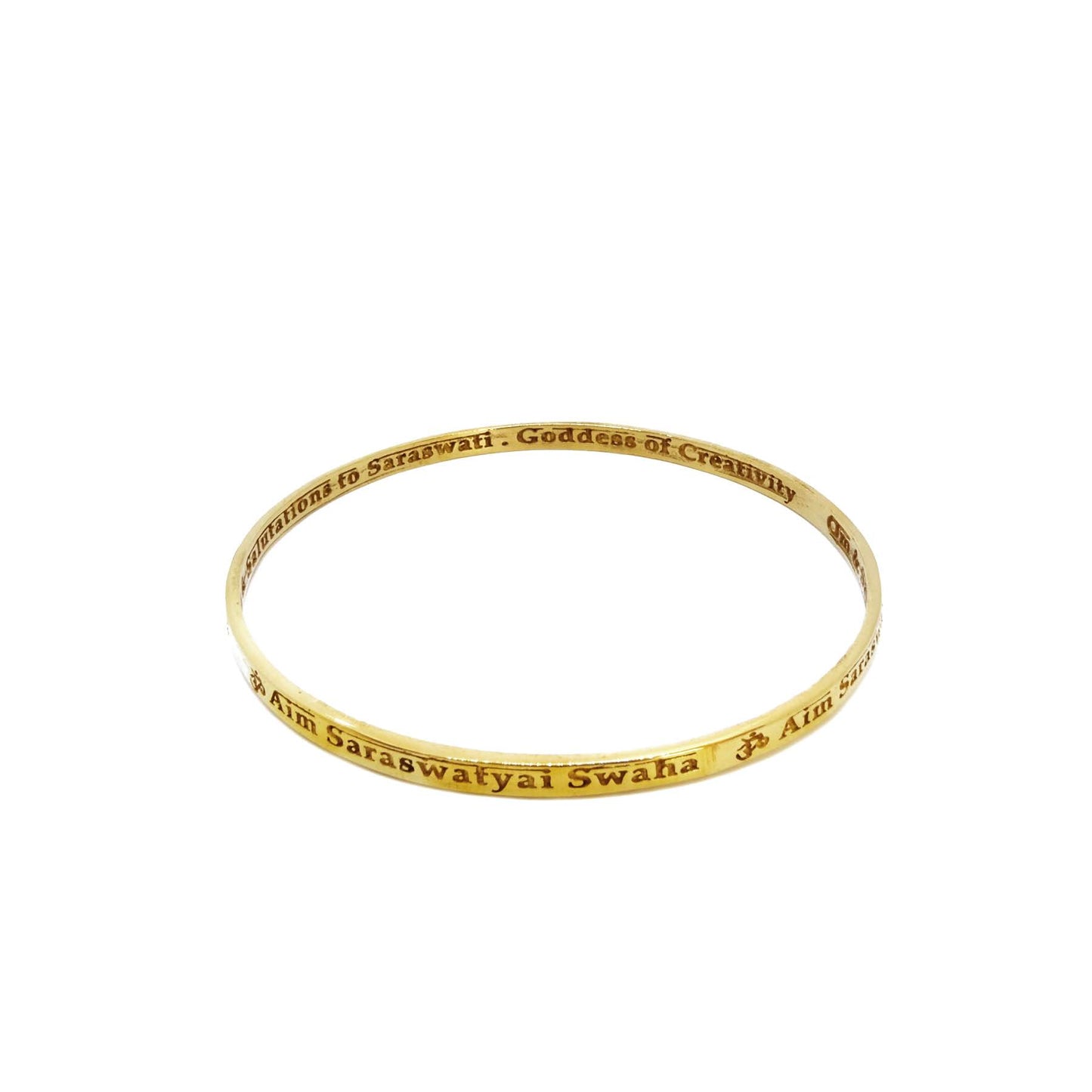 Om Saraswati Bangle in Brass Yin Jewelry for the Soul
