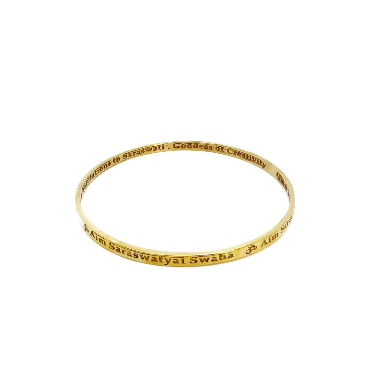 Om Saraswati Bangle in Brass Yin Jewelry for the Soul