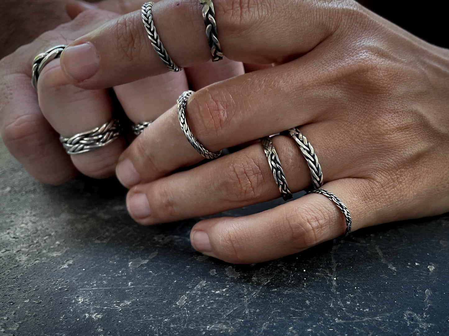 Thin Weaving Silver Ring