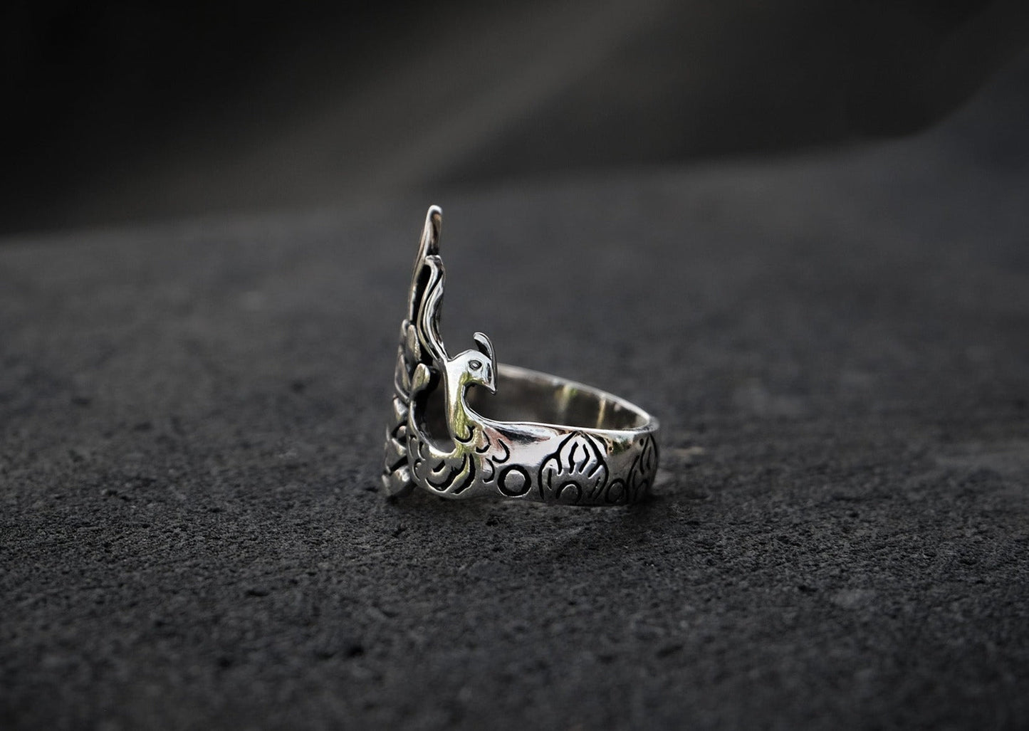 Peacock Silver Ring Mule Jewels