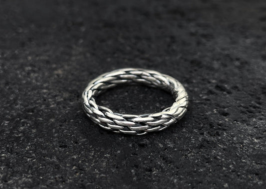Wide Rope Silver Ring
