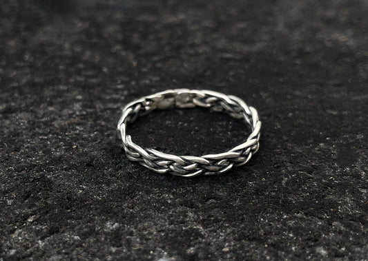 Thin Weaving Silver Ring