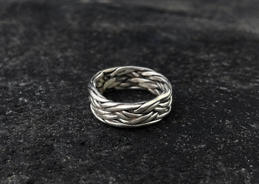 Wide Weaving Silver Ring