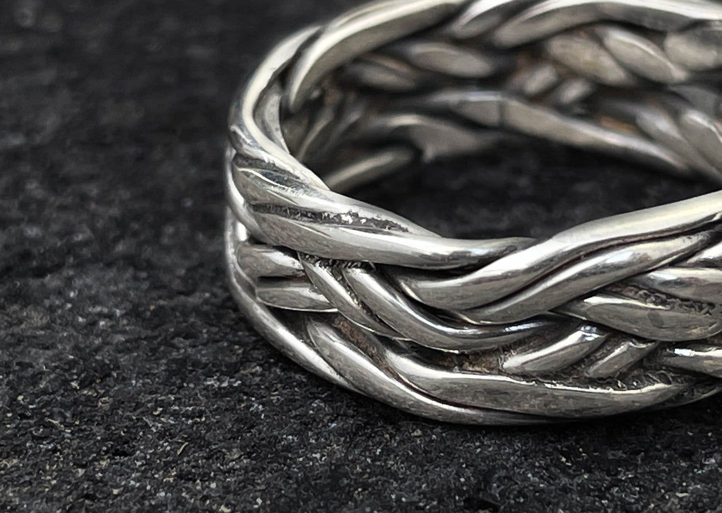 Wide Weaving Silver Ring