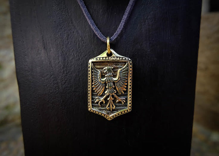 Eagle Crest Brass Pendant Mule Jewels