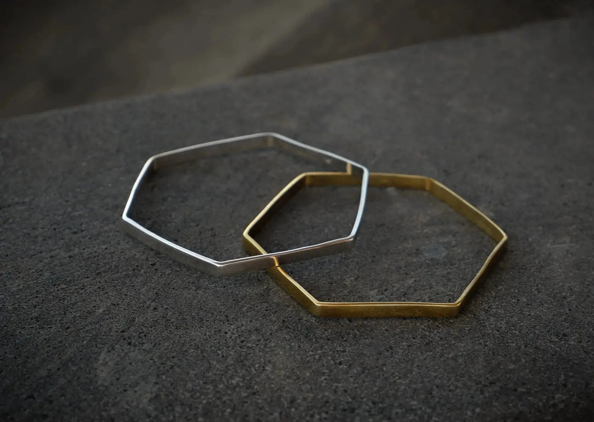Hexagon Brass Bangle Mule Jewels