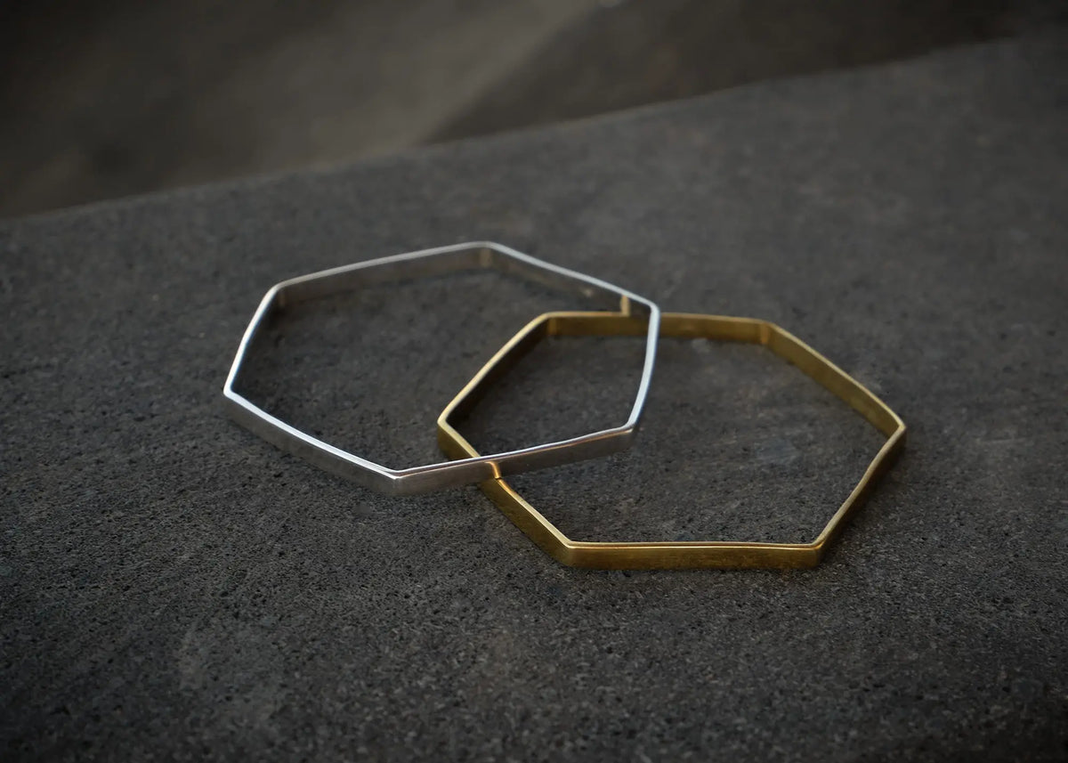 Hexagon Silver Bangle Mule Jewels