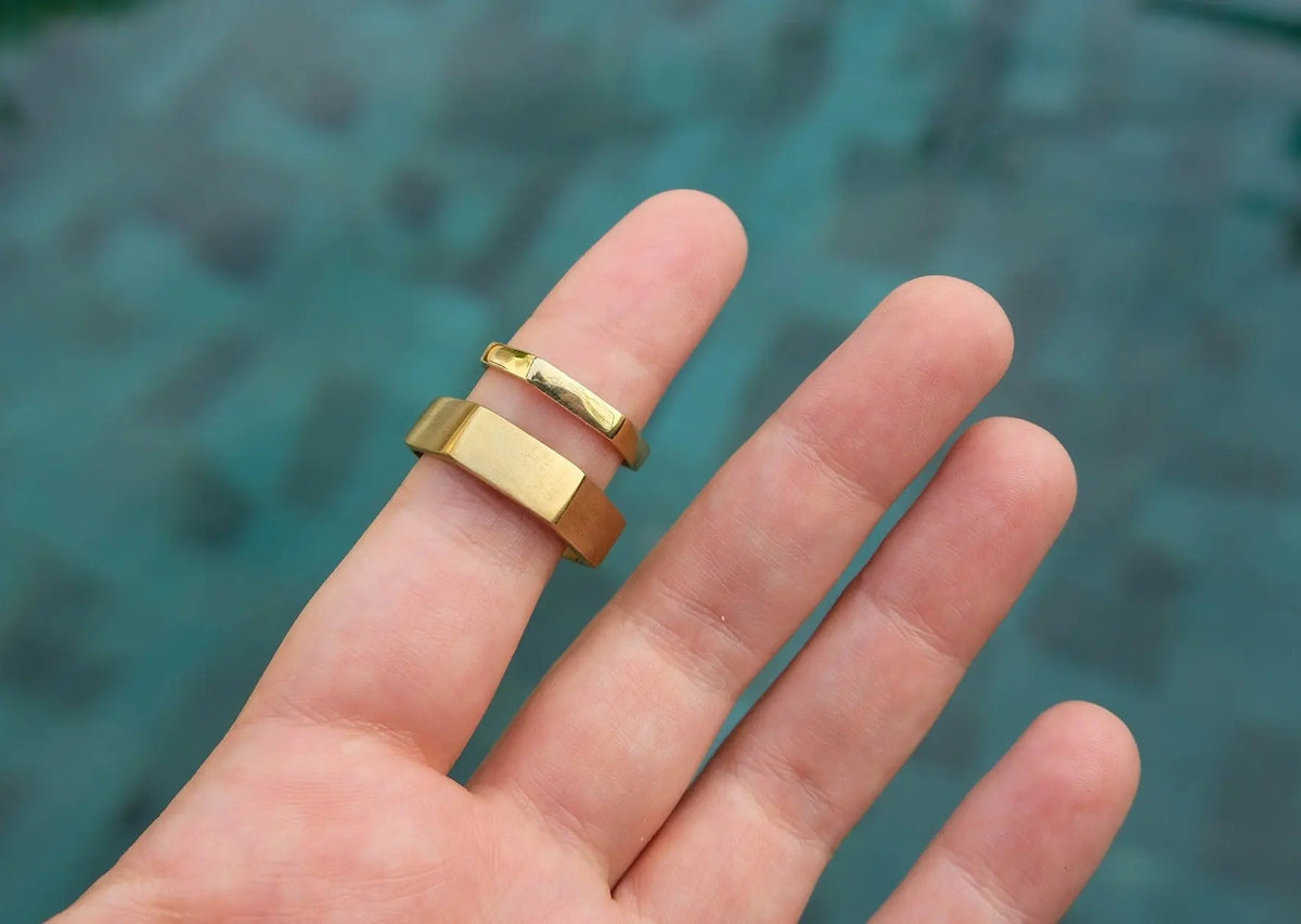 Hexagon Large Brass Ring Mule Jewels