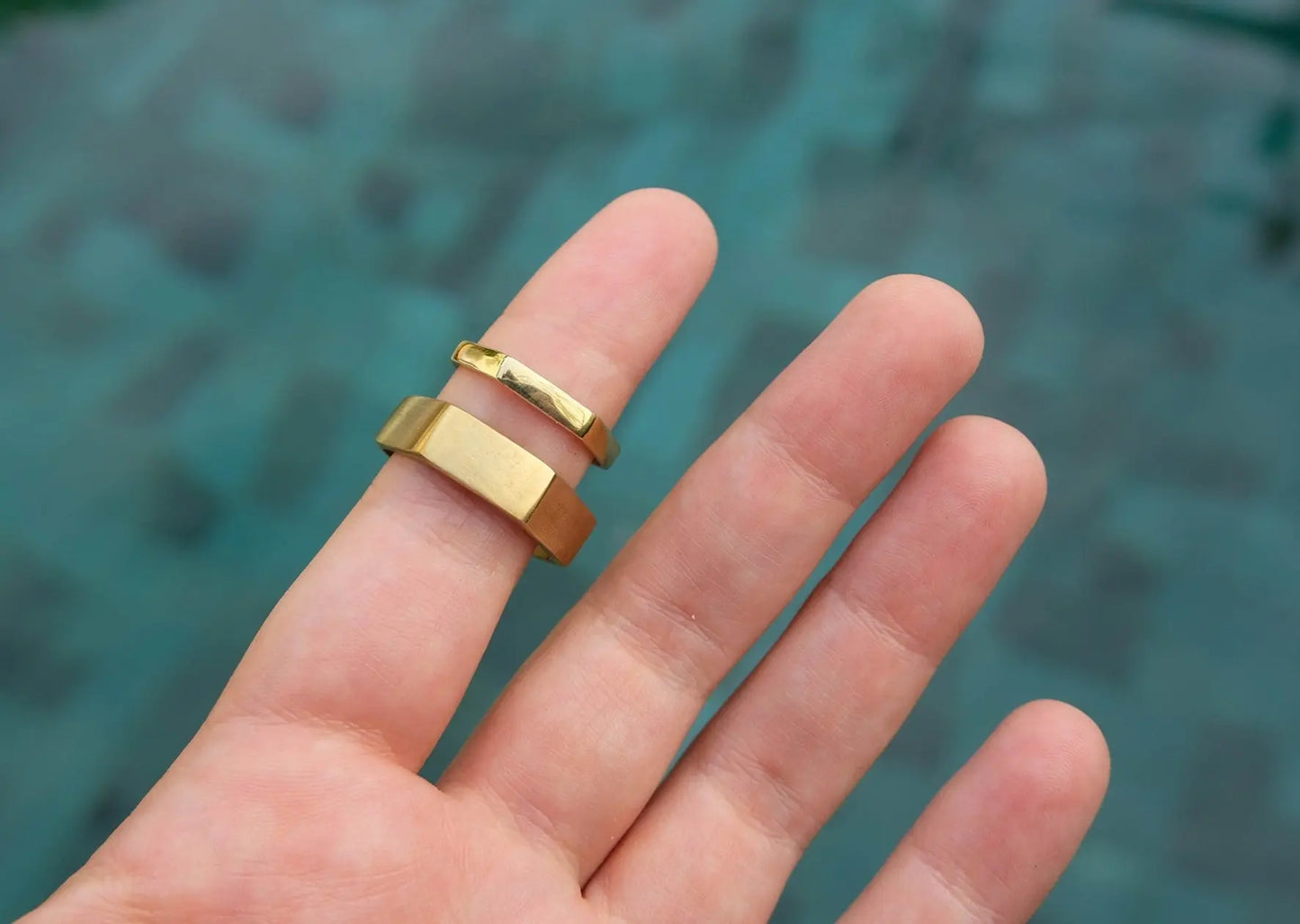 Hexagon Small Brass Ring Mule Jewels