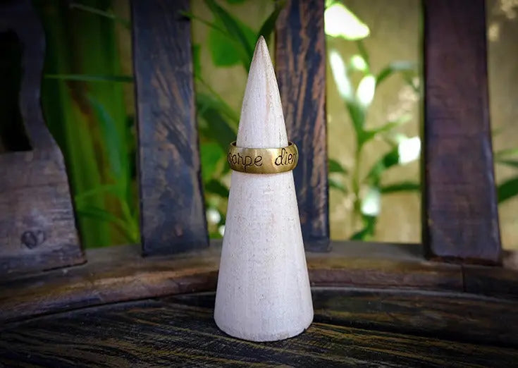 Carpe Diem Large Brass Ring Mule Jewels