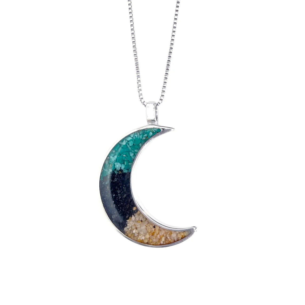 I Miss Bali Sand Jewellery, Dreamland Beach Pendant Necklace on White Background, Handmade in Bali