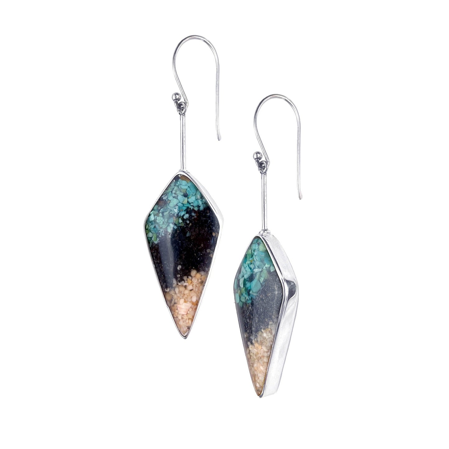 I Miss Bali Sand Jewellery, Balian Large Earrings on White Background, Handmade in Bali