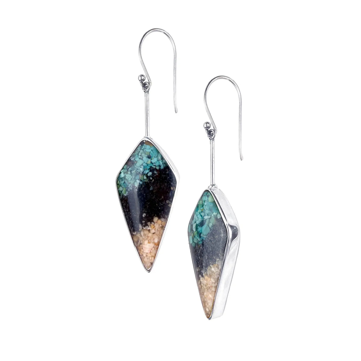 I Miss Bali Sand Jewellery, Balian Large Earrings on White Background, Handmade in Bali