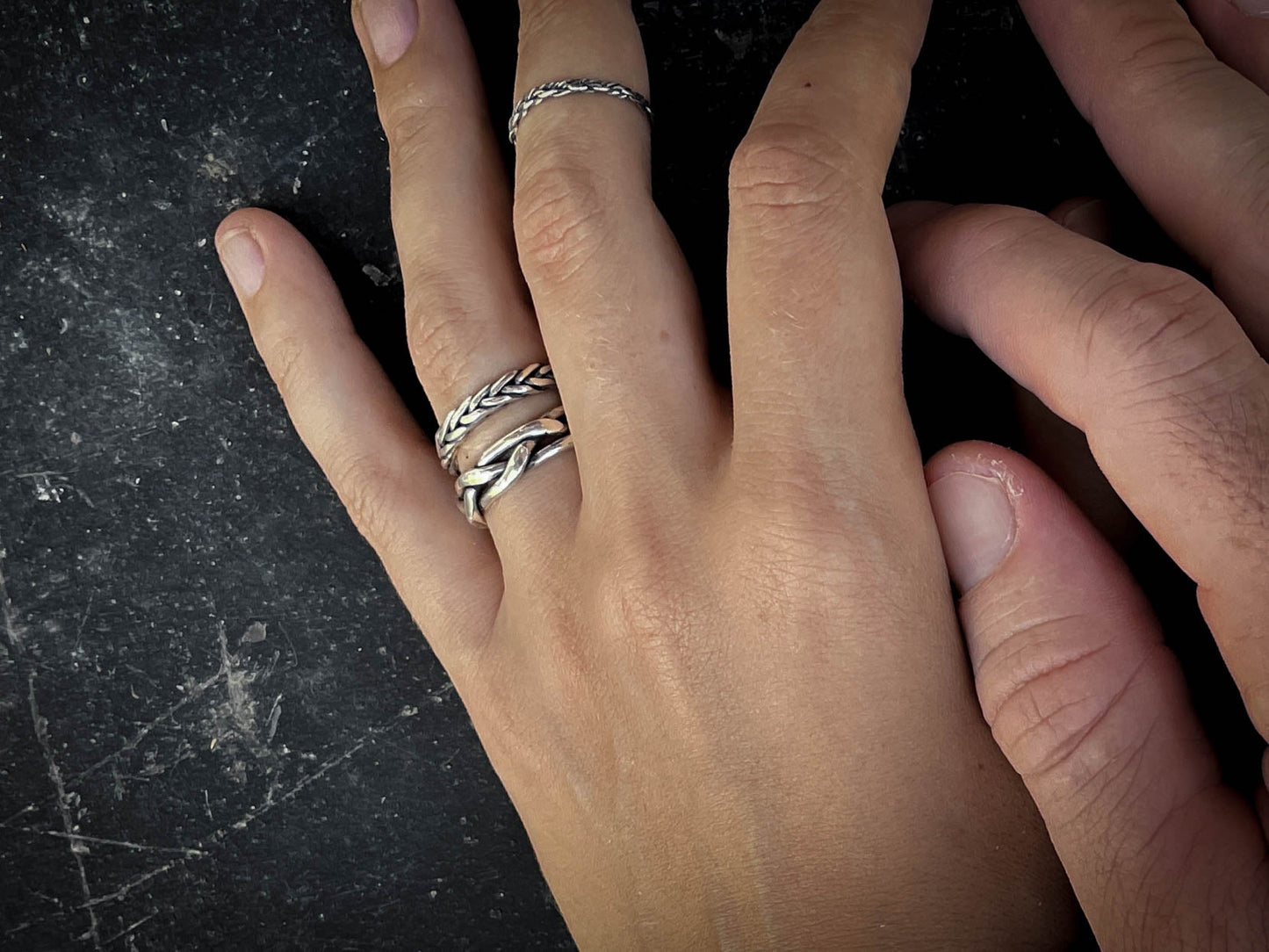 Wide Braided Silver Ring