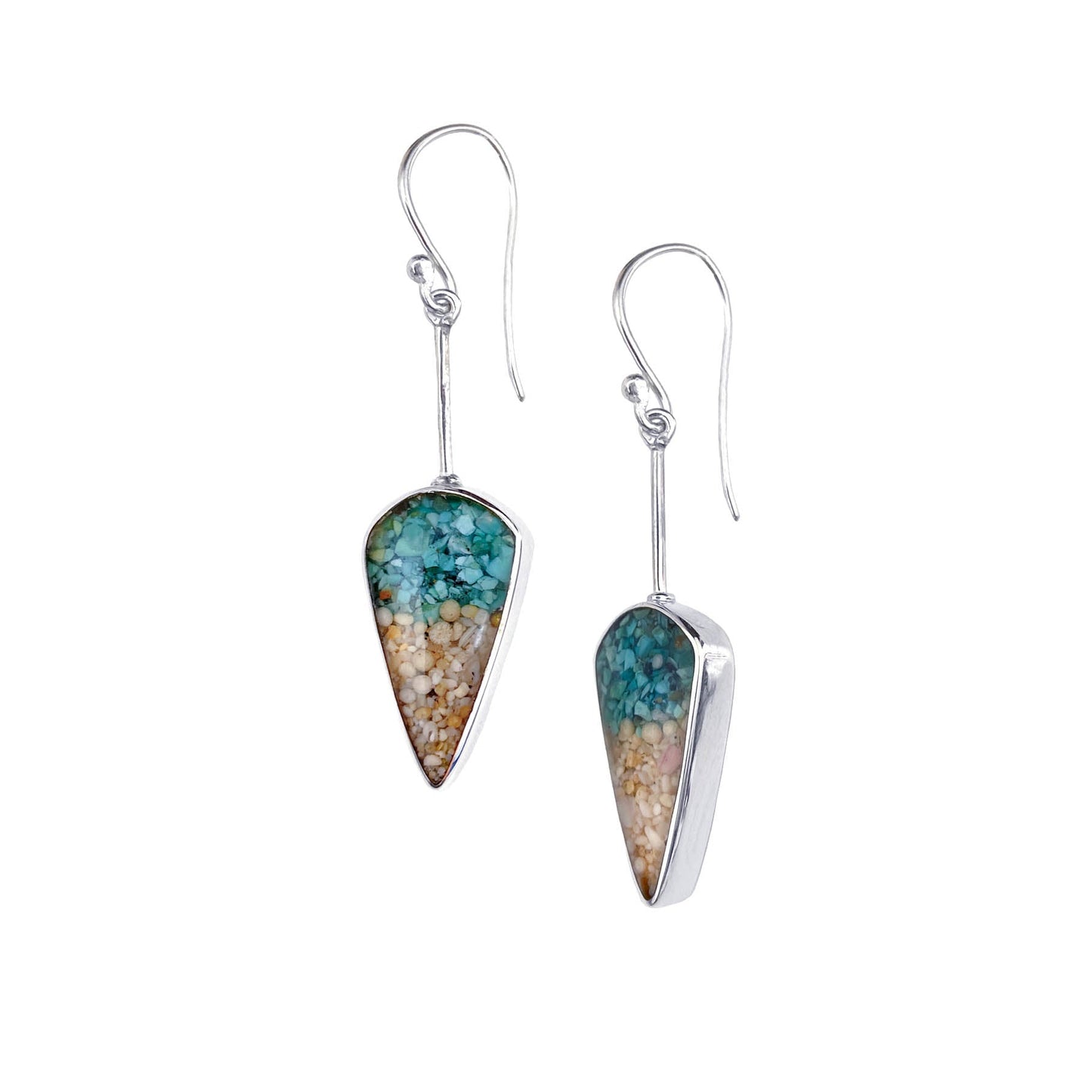 I Miss Bali Sand Jewellery, Crystal Bay Small Earrings on White Background, Handmade in Bali