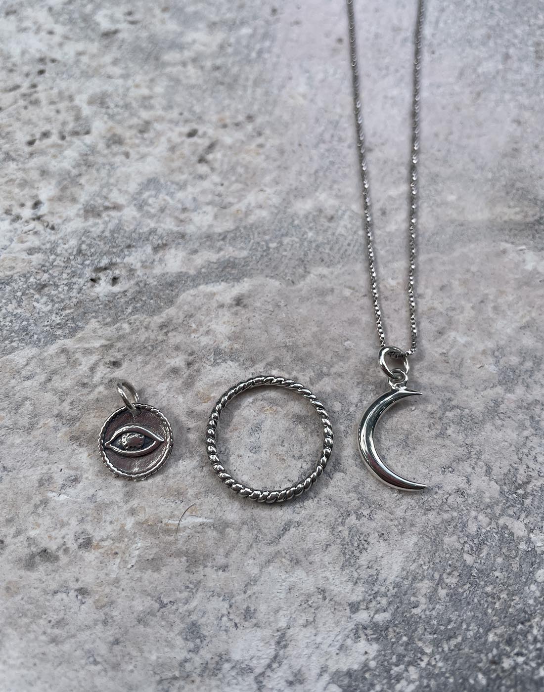 Crescent Moon Pendant in Silver