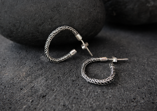 Silver Chain Hoop Earrings