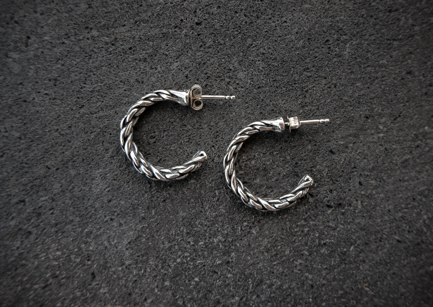 Rope Silver Hoop Earrings