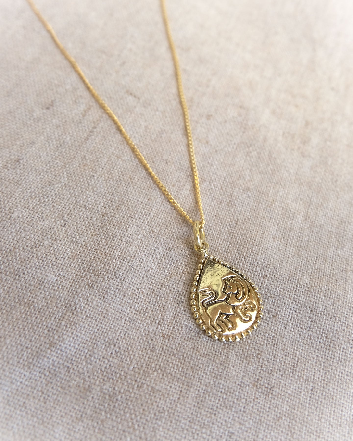 Lion Pear Pendant in Brass