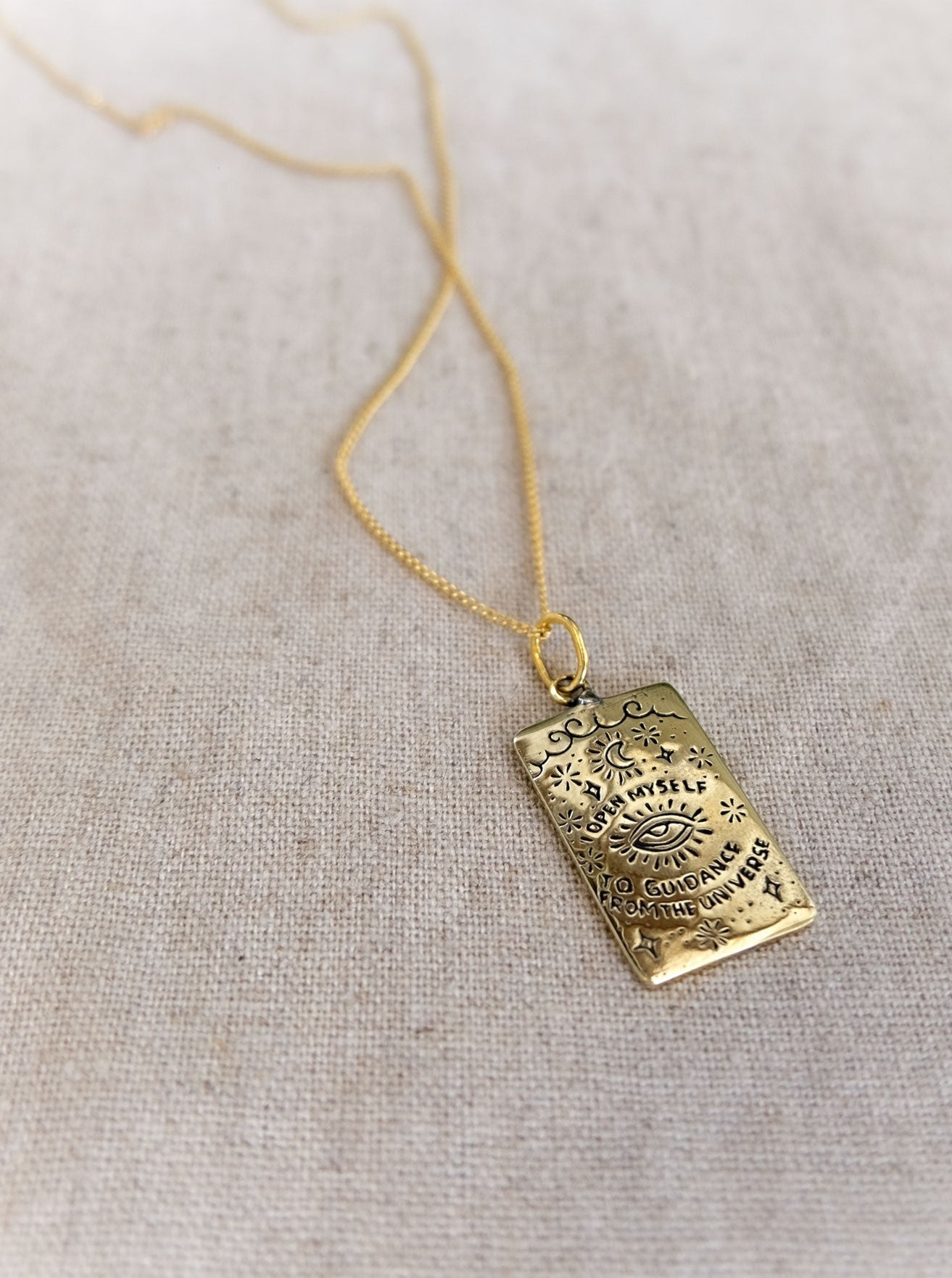 The High Priestess Tarot Card  Pendant in Brass