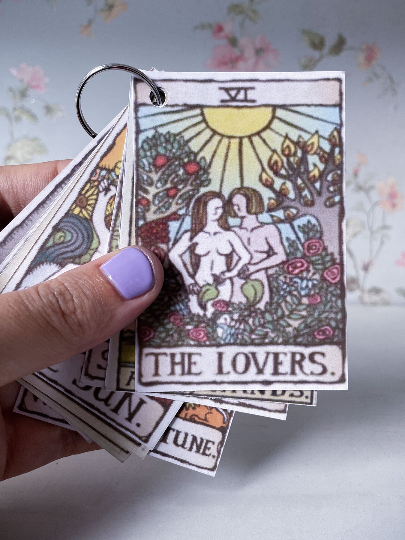 The Lovers Tarot Card Pendant in Brass