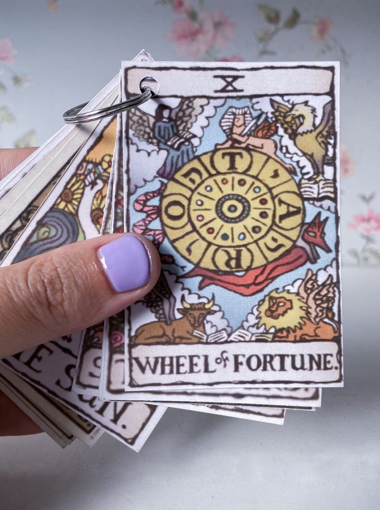 Wheel of Fortune Tarot Card Pendant in Brass