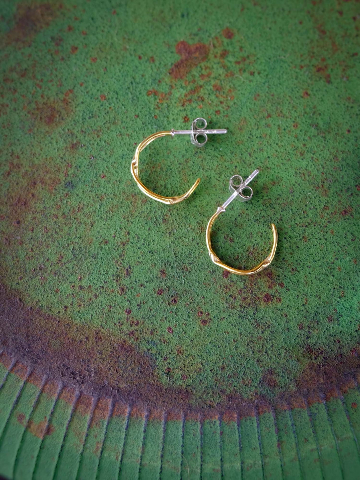 Crossover Small Hoops in Brass