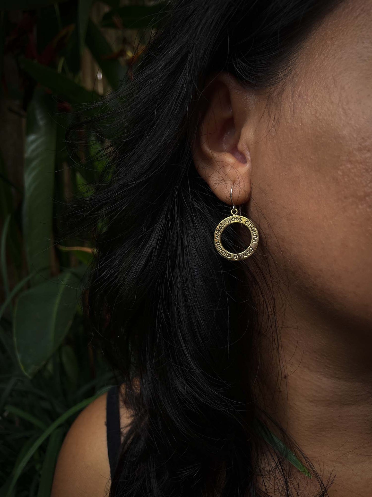 Karma Earrings in Brass