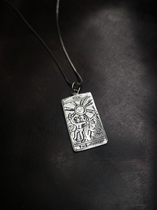 The Sun Tarot Card Pendant in Silver