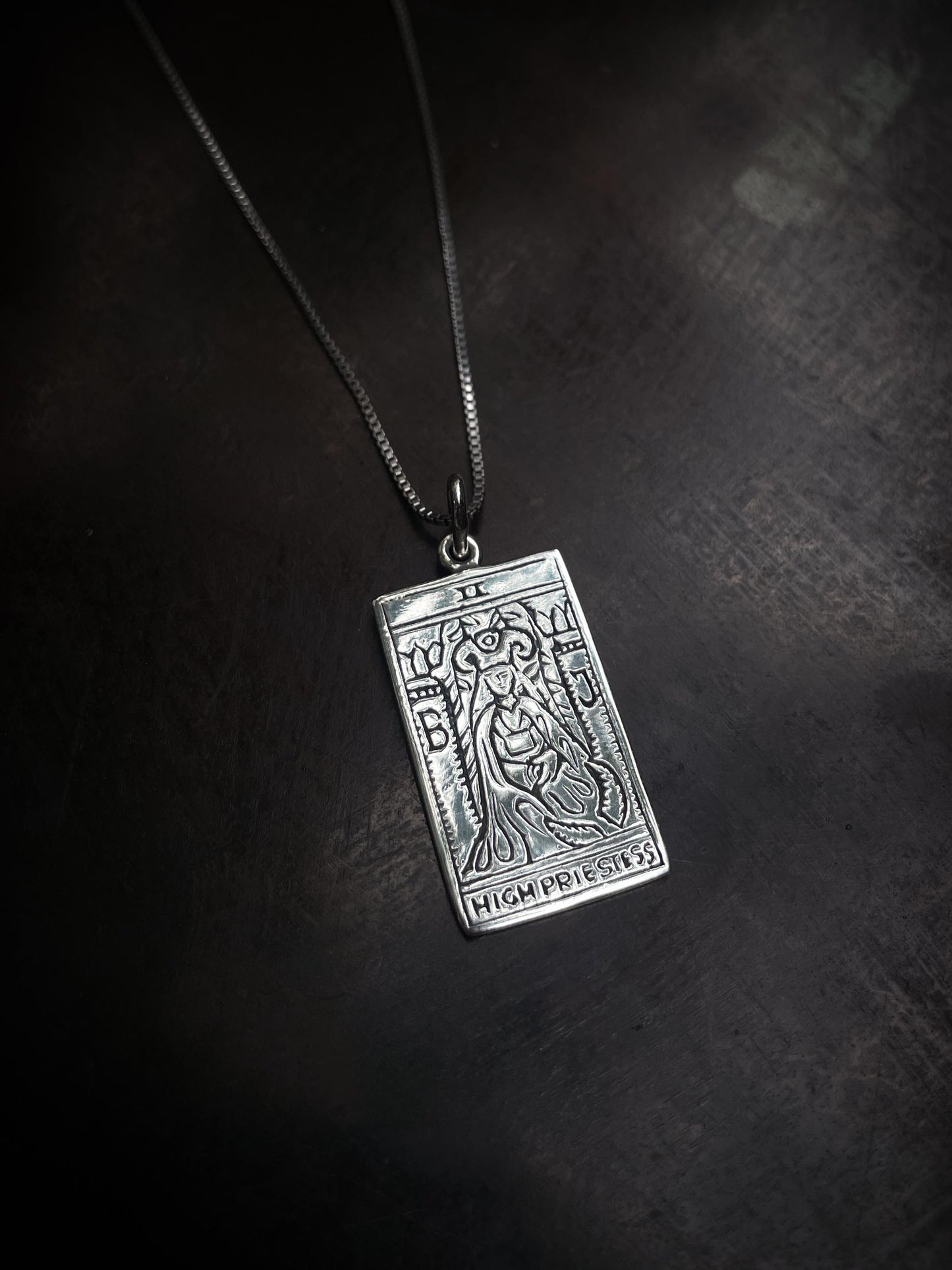 The High Priestess Tarot Card Pendant in Silver