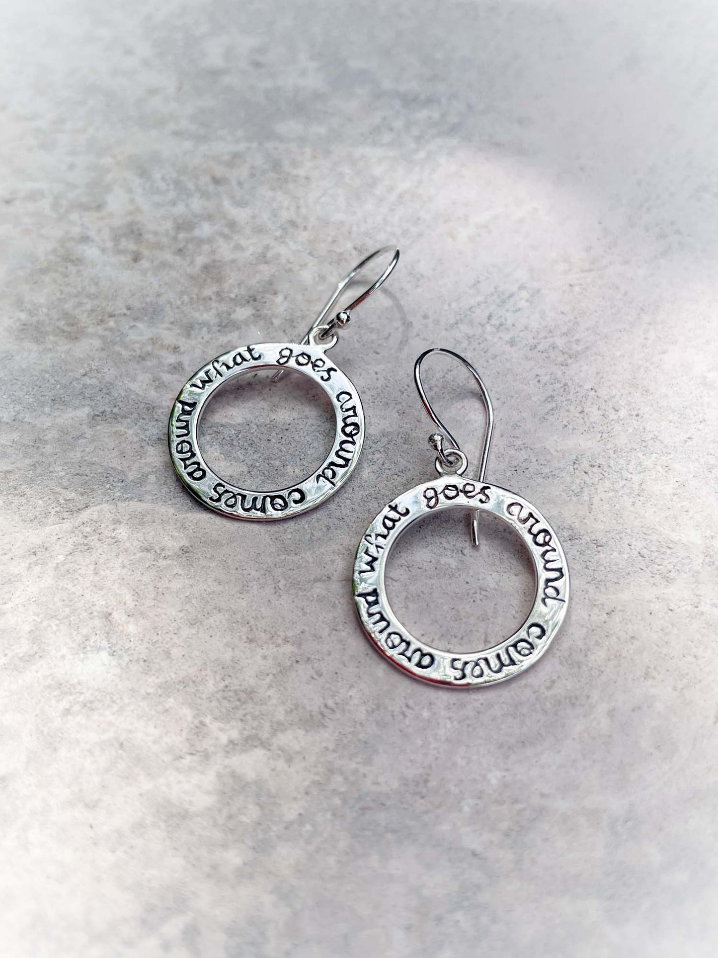 Karma Earrings in Silver