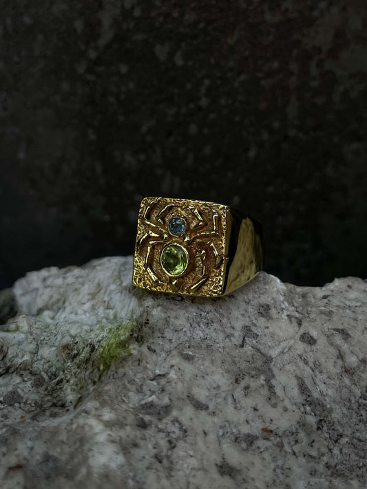 Spiderstone Ring in Brass