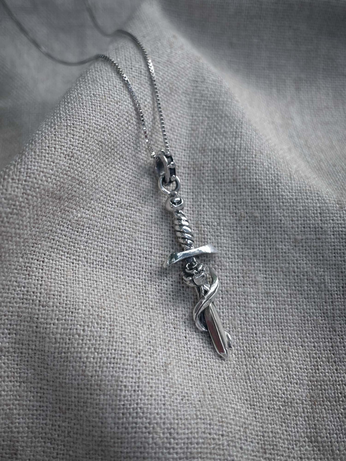 Rose Sword Pendant in Silver