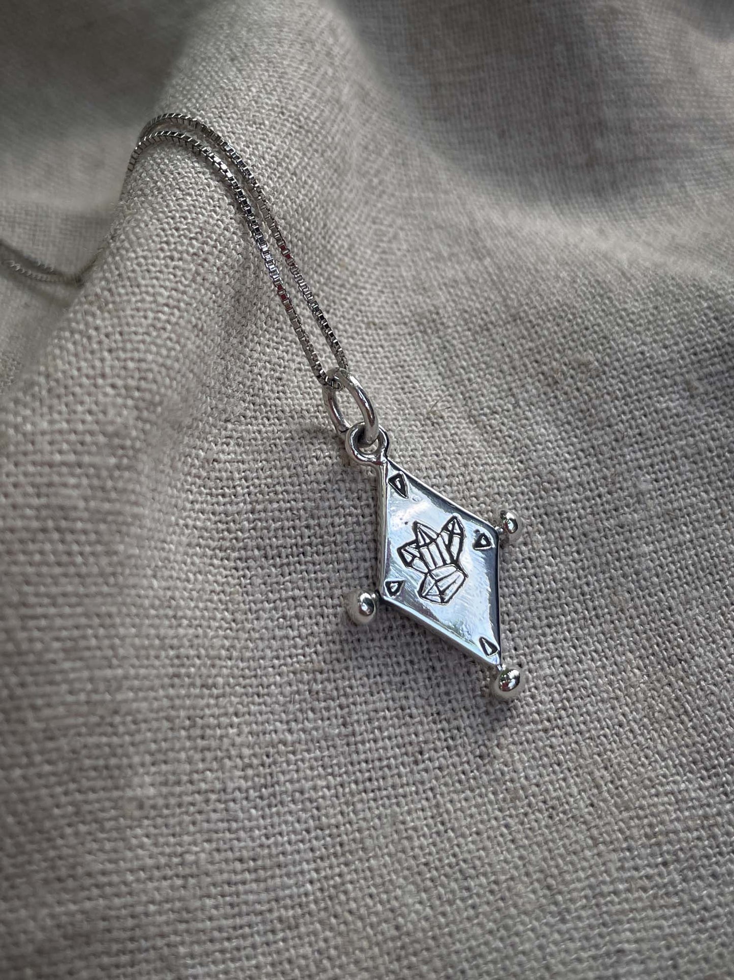 Crystal Shield Pendant in Silver