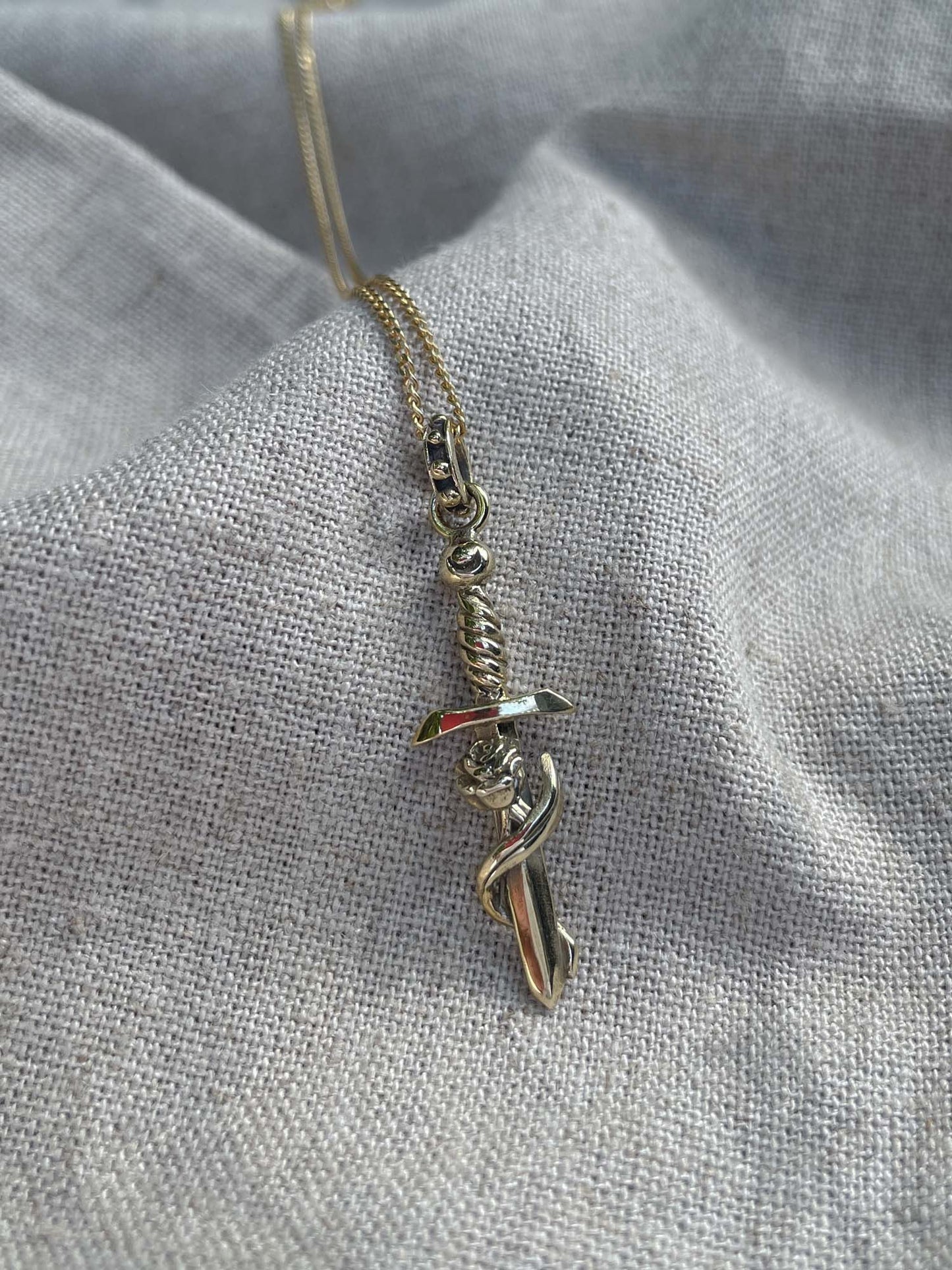 Rose Sword Pendant in Brass