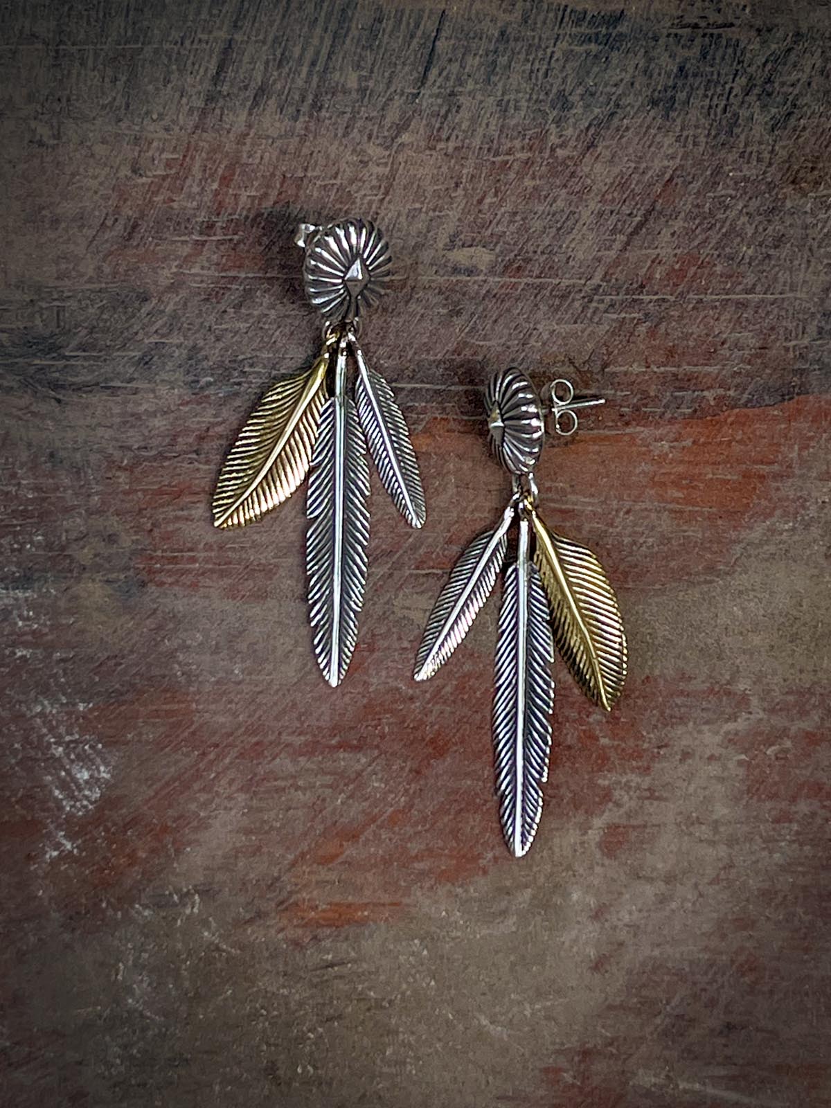 New Mexico Trio Earrings in Silver & Brass