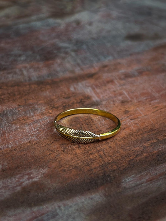 Feather Ring in Brass