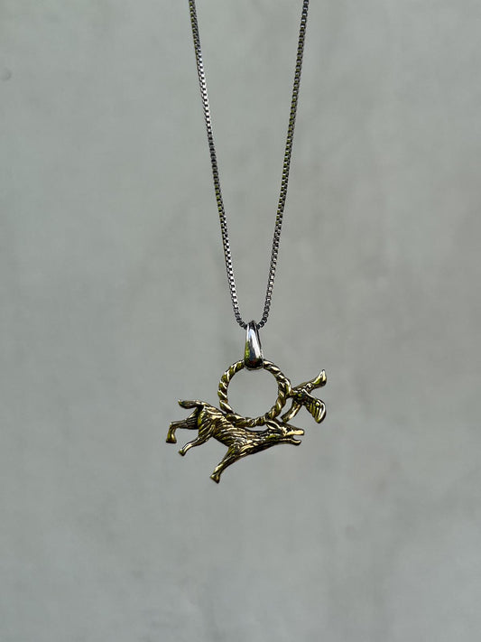 Howl at the Moon Small Pendant in Brass