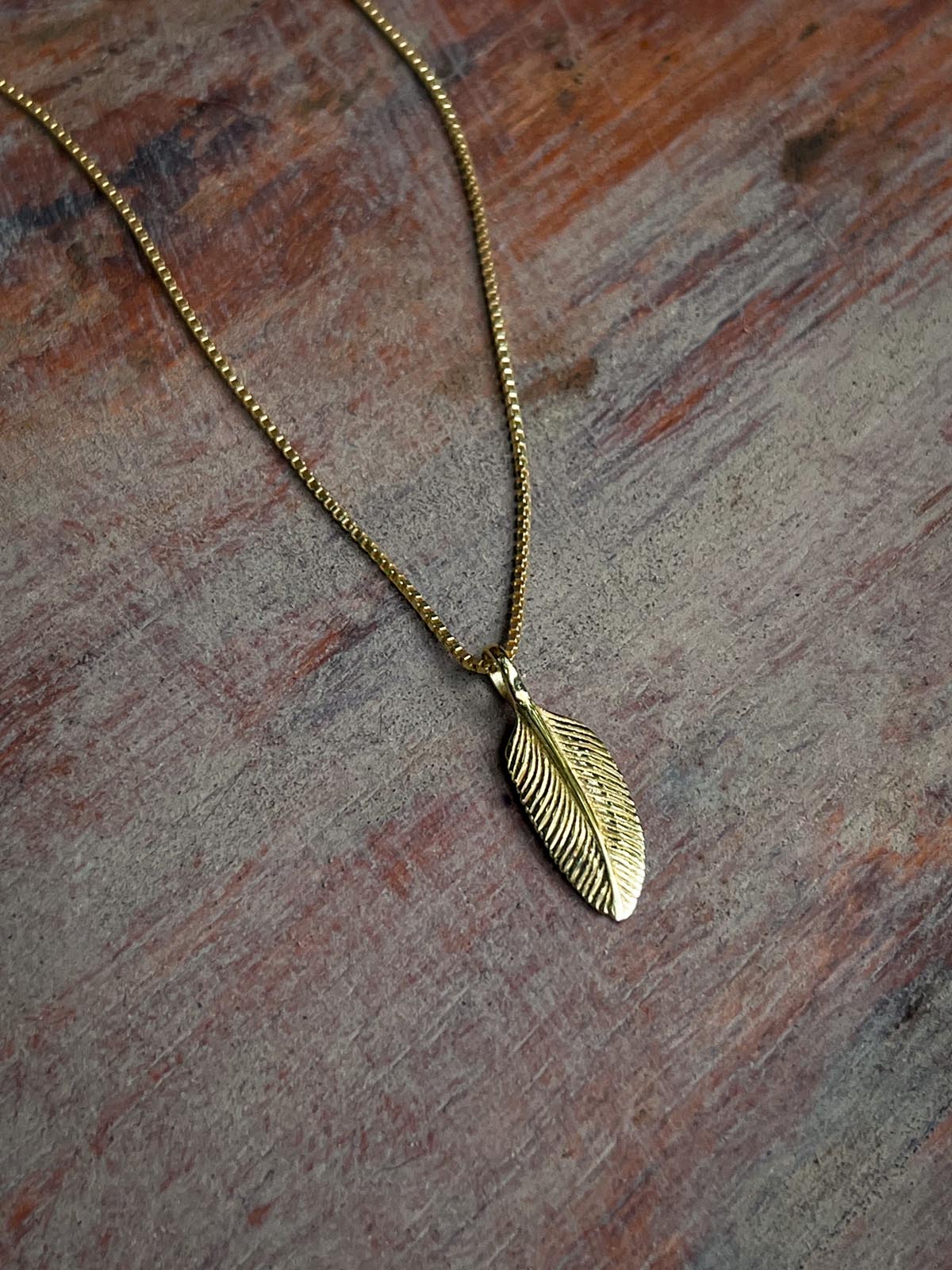 Feather Pendant in Brass