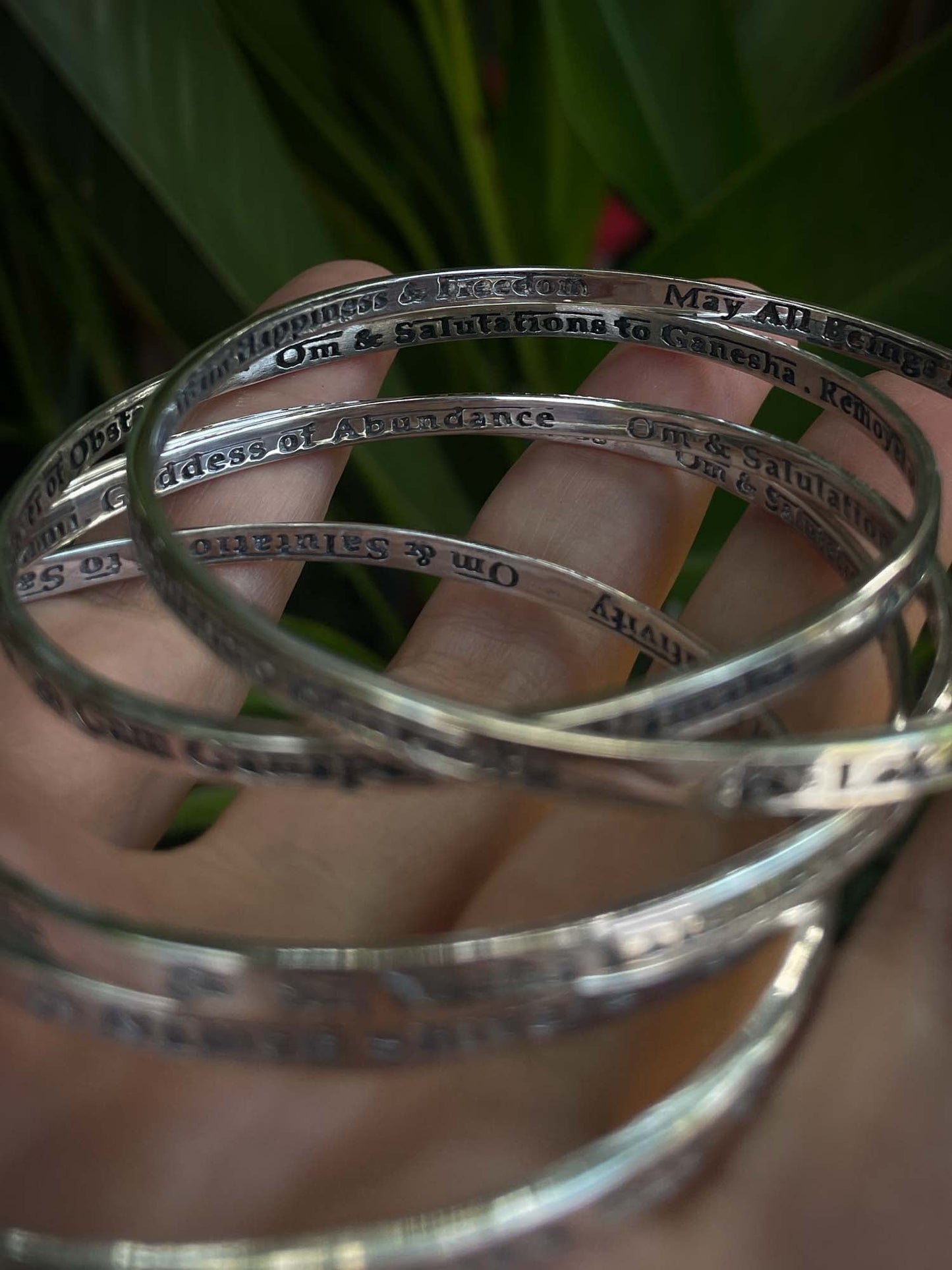 Om Lakshmi Bangle in Silver