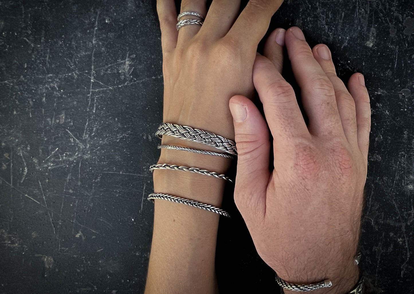 French Braided Silver Bangle