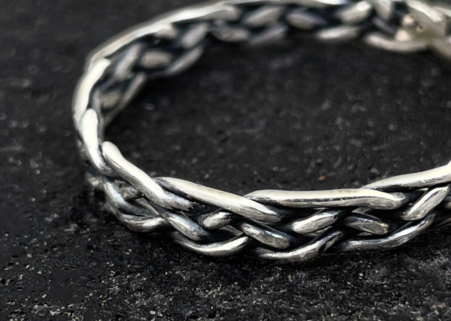 Thin Weaving Silver Ring