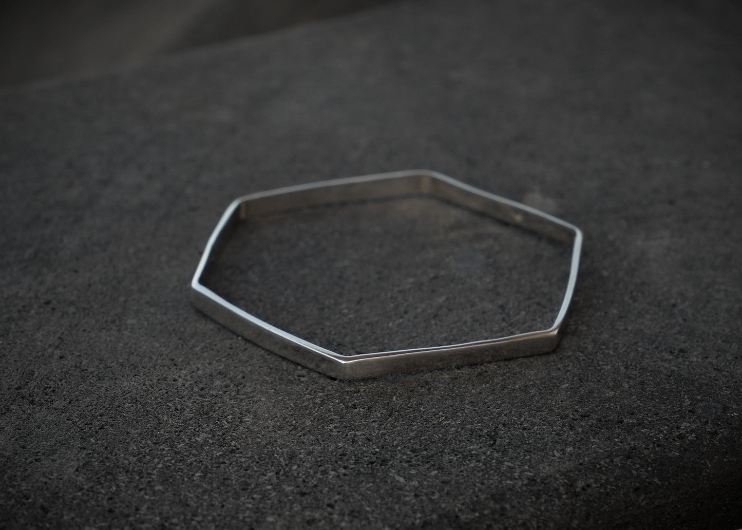 Hexagon Silver Bangle
