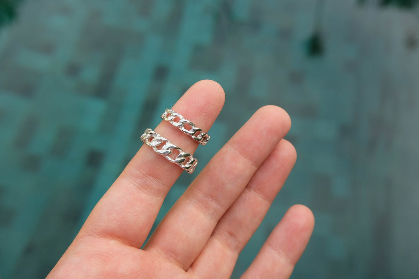 Chain Small Silver Ring