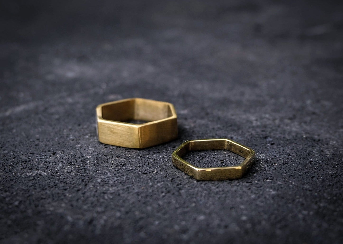 Hexagon Small Brass Ring